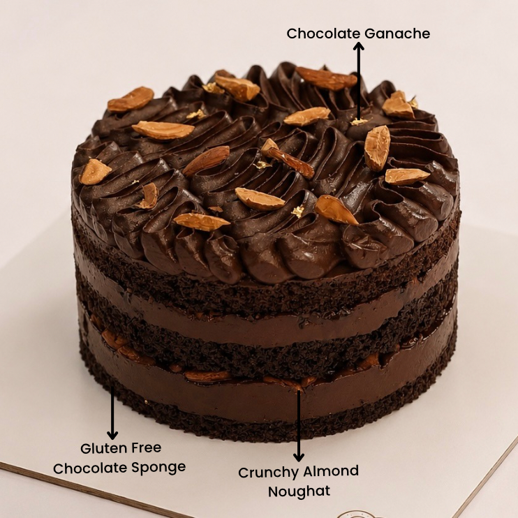 Chocolate Almond Nougat Cake (Gluten-Free, & Refined Sugar Free)