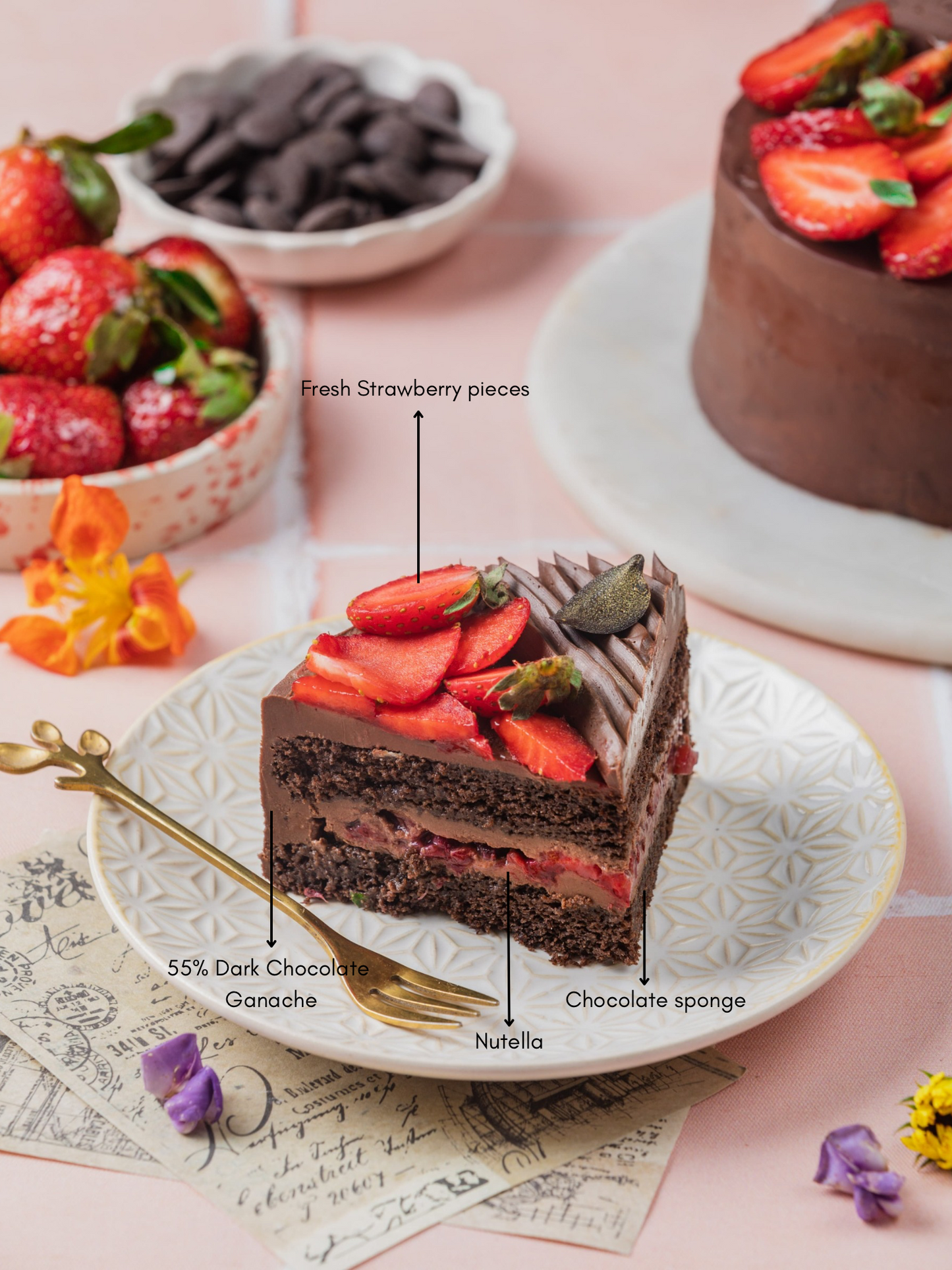 Strawberry Nutella Chocolate Cake